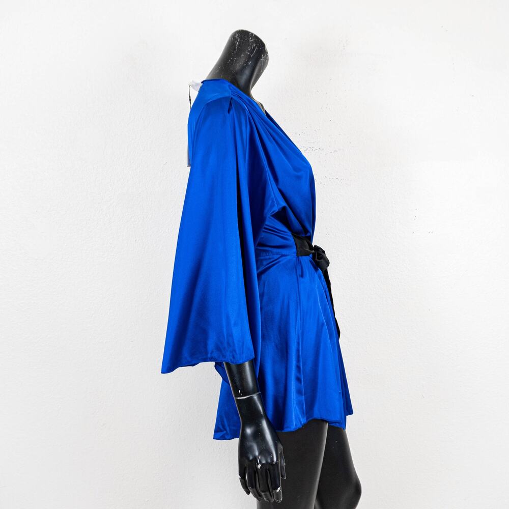 Fleur Du Mal Angel Sleeve Robe Denim blue Silk Charmeuse sz M/L - Picture 8 of 10